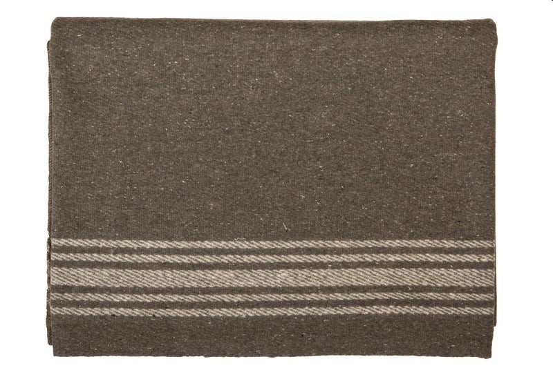 Farm Blue Wool Blanket Military Style - Thick & Lightweight Army Camping Blankets 80"x62" - Large Camp Survival Blankets - Car, Hiking, Backpacking & Festivals (French Olive with a Light Tan Stripe) - Image 1